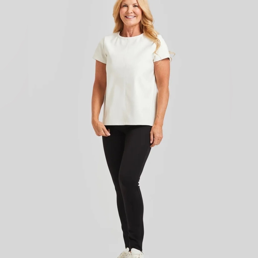 Peace of Cloth Noa Leather Front Tee Oyster White Short Sleeve Women’s Medium